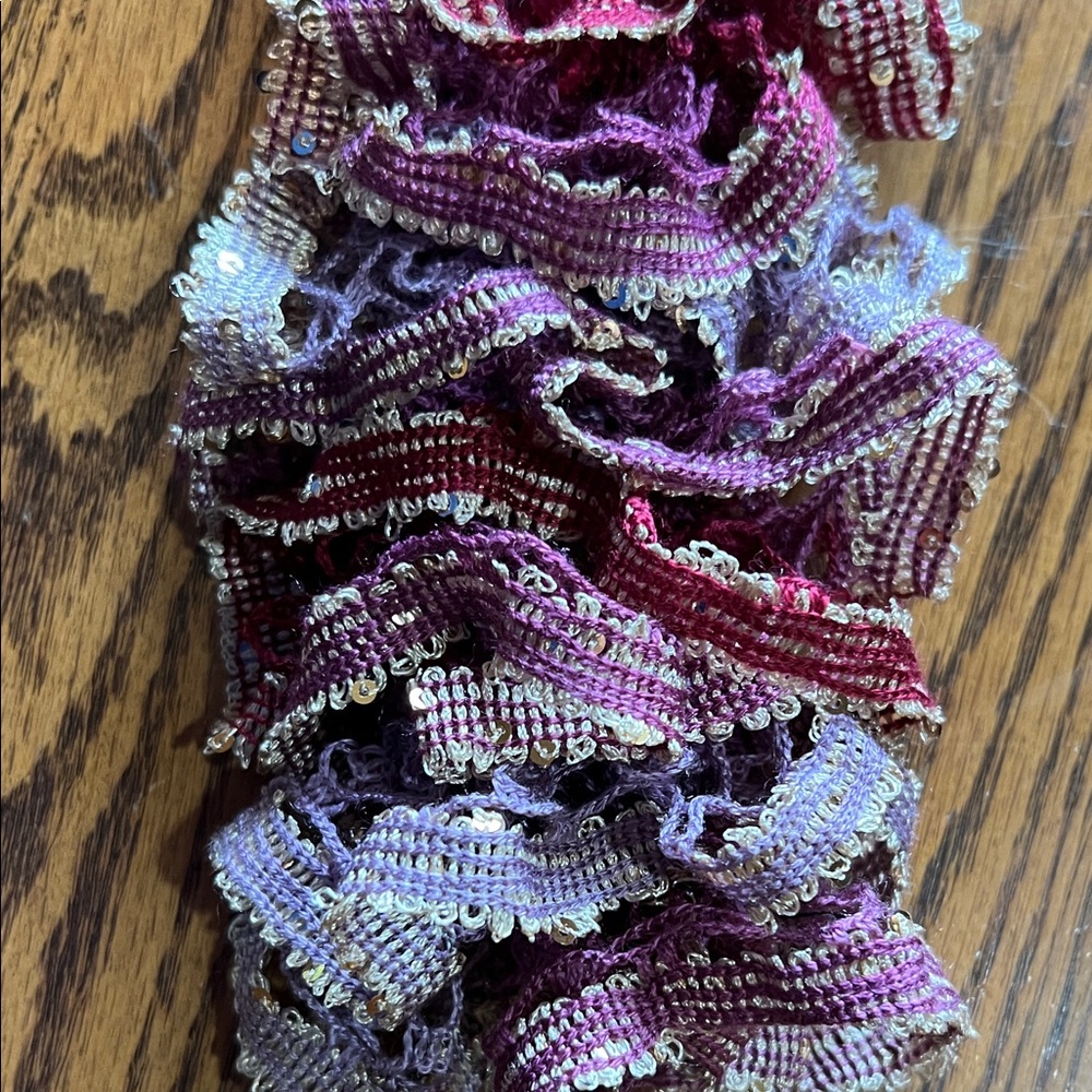 Chic Ruffled Scarf - Pink and Silver - Picture 2 of 3